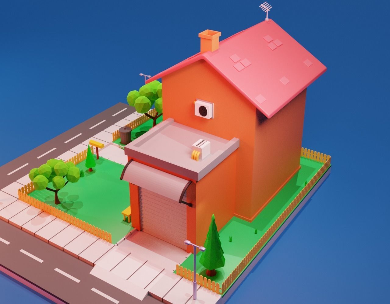 Cartoon House Free low-poly 3D model_8