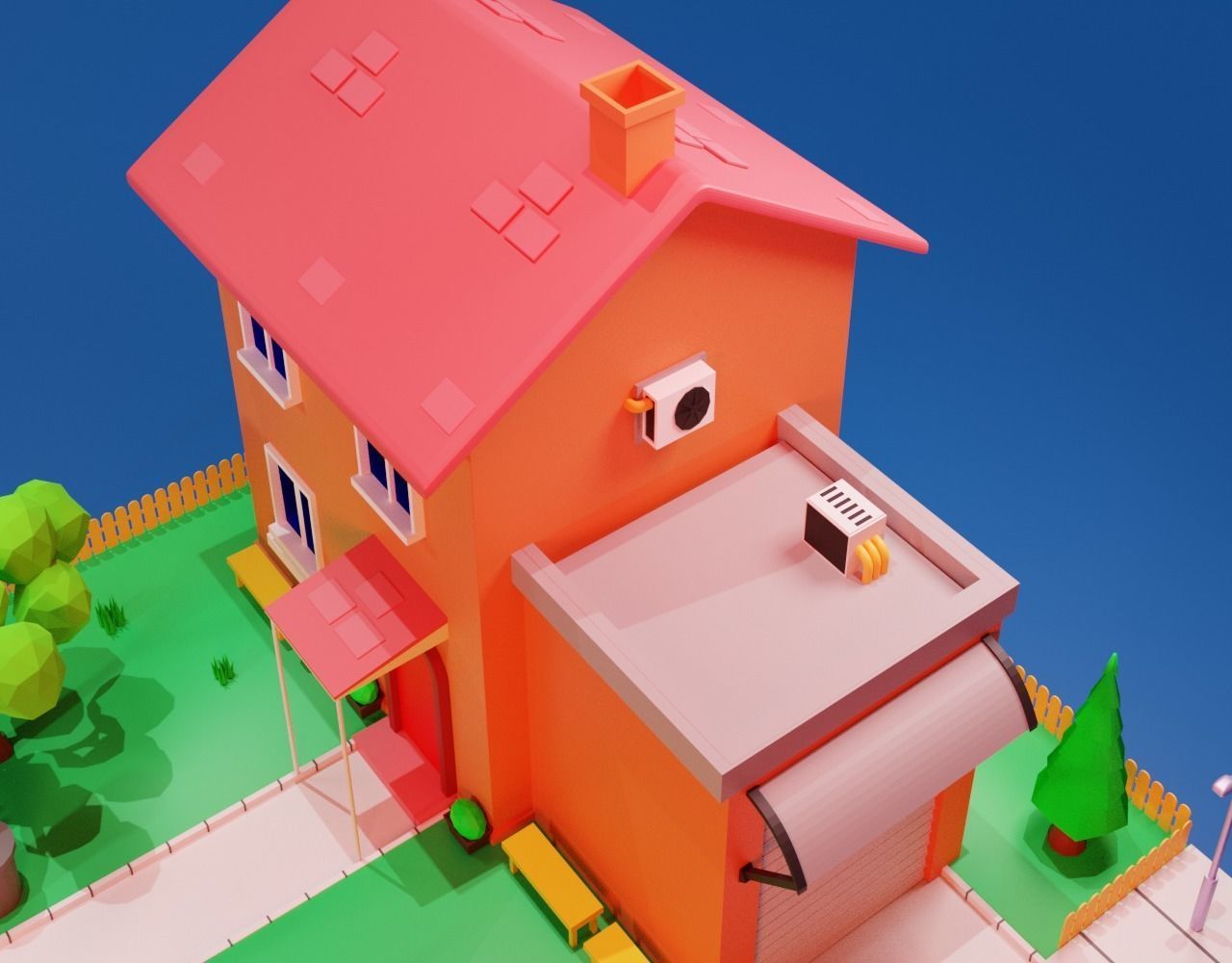 Cartoon House Free low-poly 3D model_6