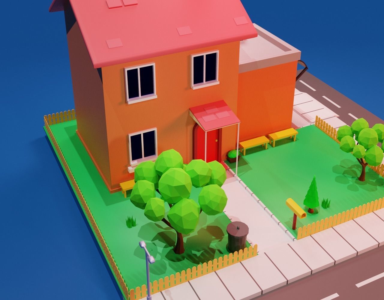 Cartoon House Free low-poly 3D model_5