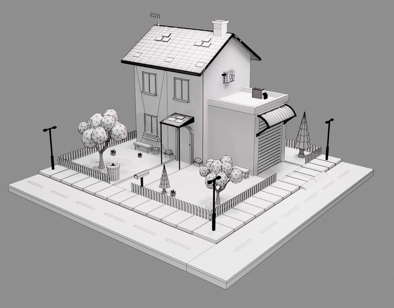 Cartoon House Free low-poly 3D model_7
