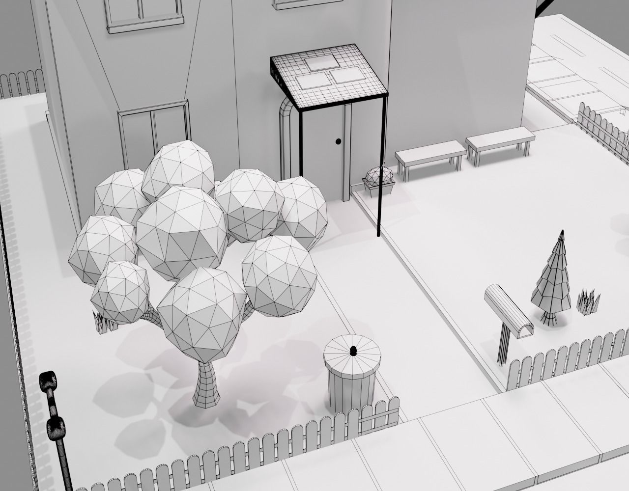 Cartoon House Free low-poly 3D model_1