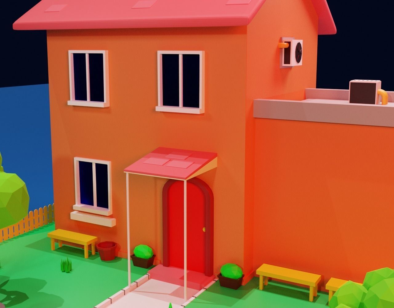 Cartoon House Free low-poly 3D model_10
