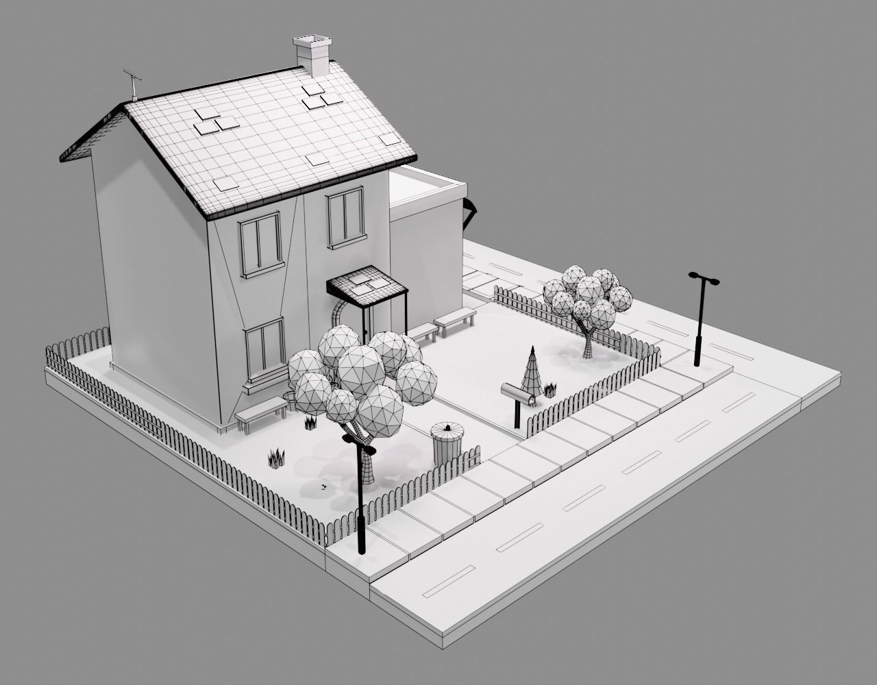 Cartoon House Free low-poly 3D model_3