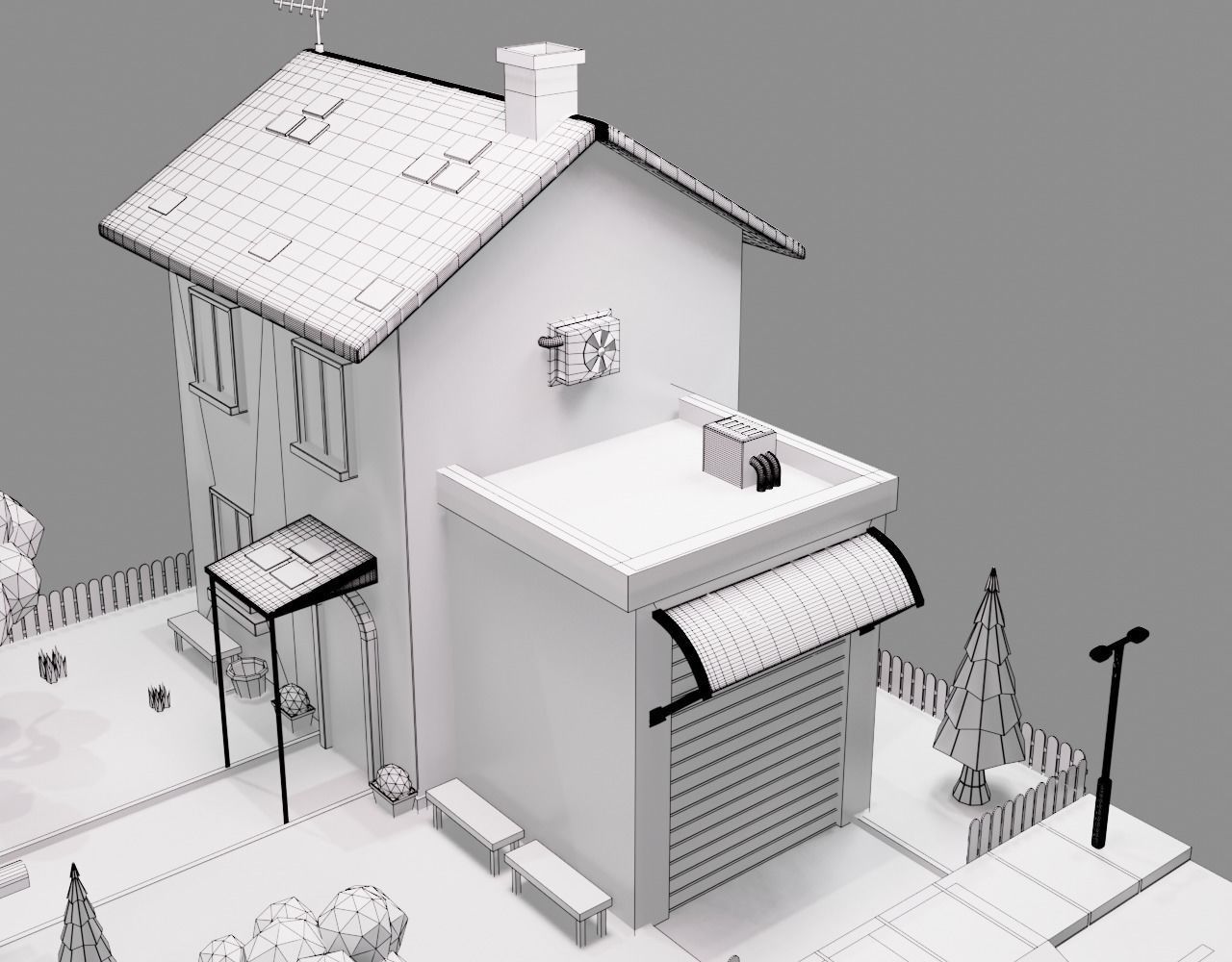 Cartoon House Free low-poly 3D model_4