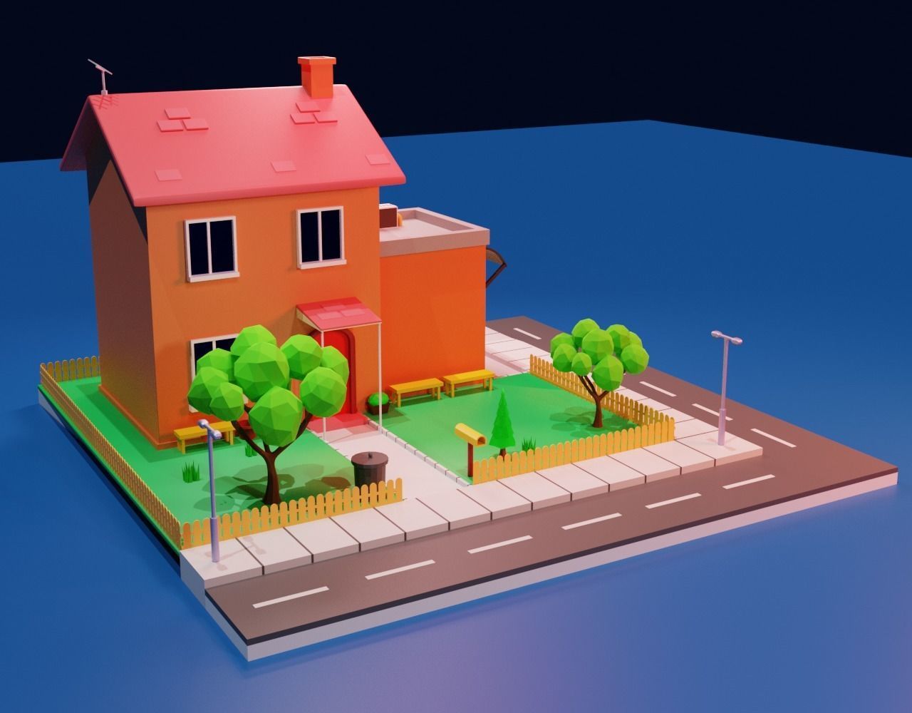 Cartoon House Free low-poly 3D model_2