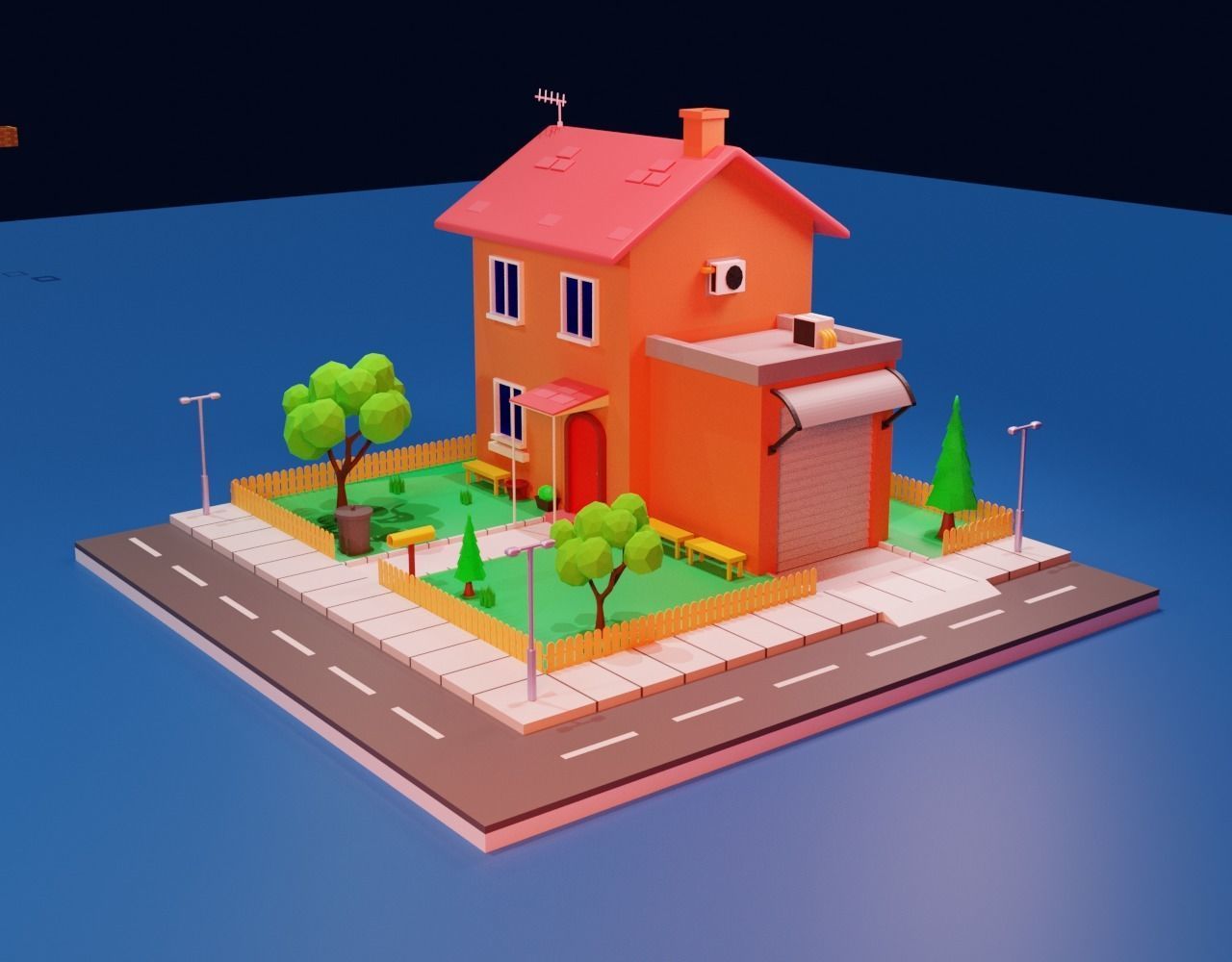 Cartoon House Free low-poly 3D model_13