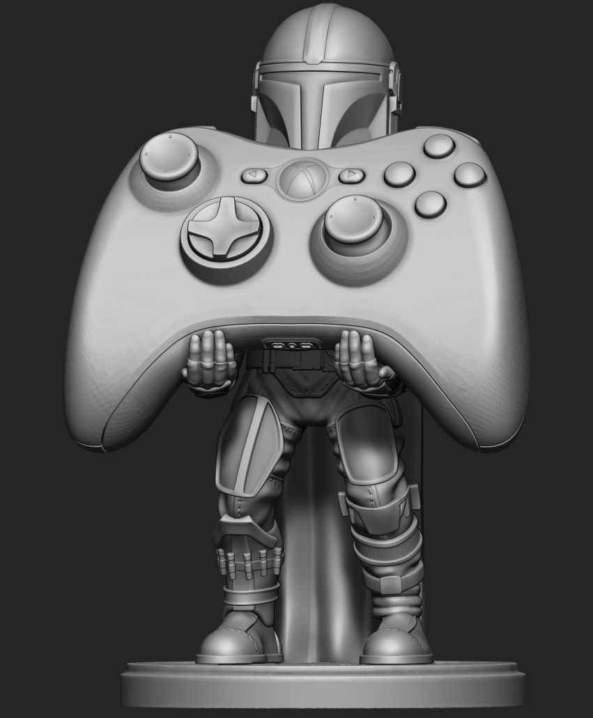 Mandalorian cellphone and joystick holder 3D print model_2