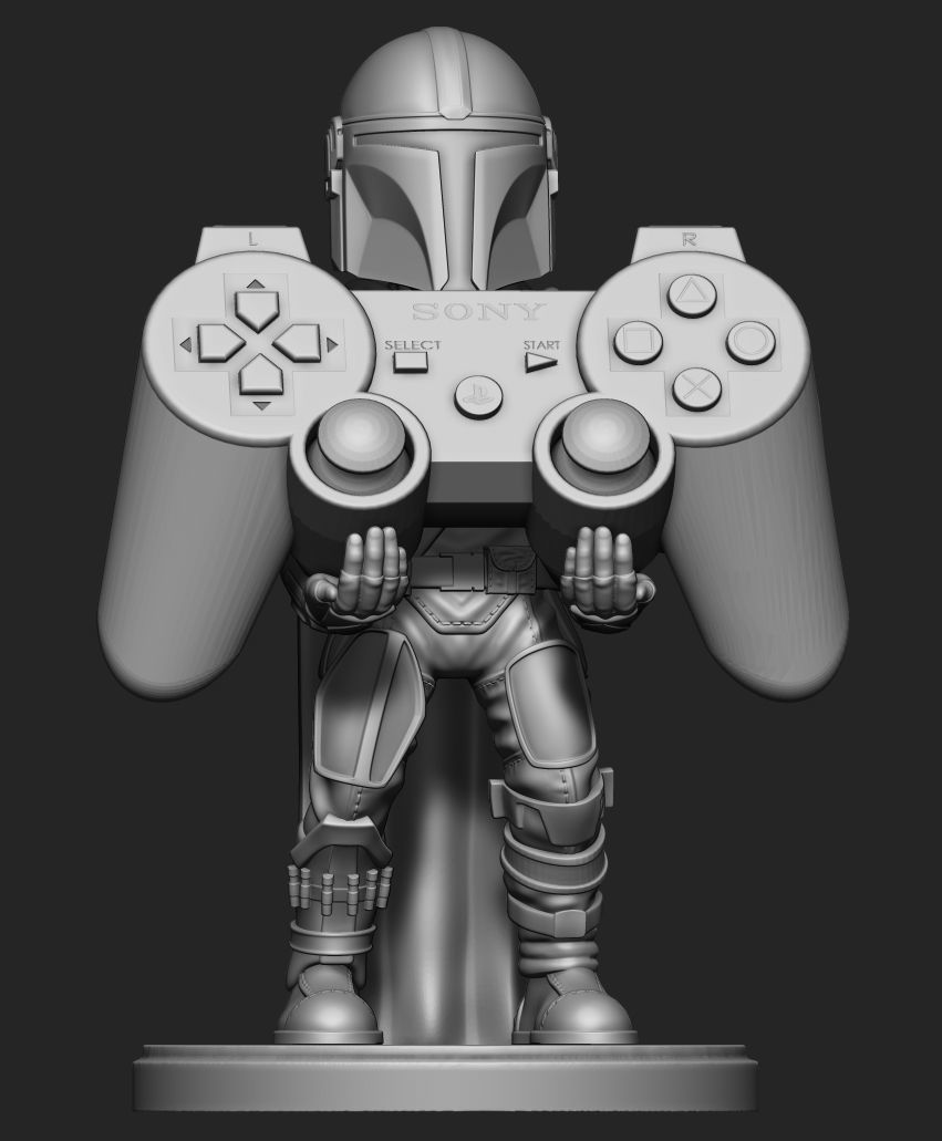 Mandalorian cellphone and joystick holder 3D print model_4