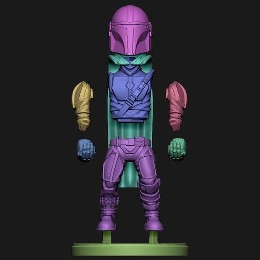 Mandalorian cellphone and joystick holder 3D print model_5