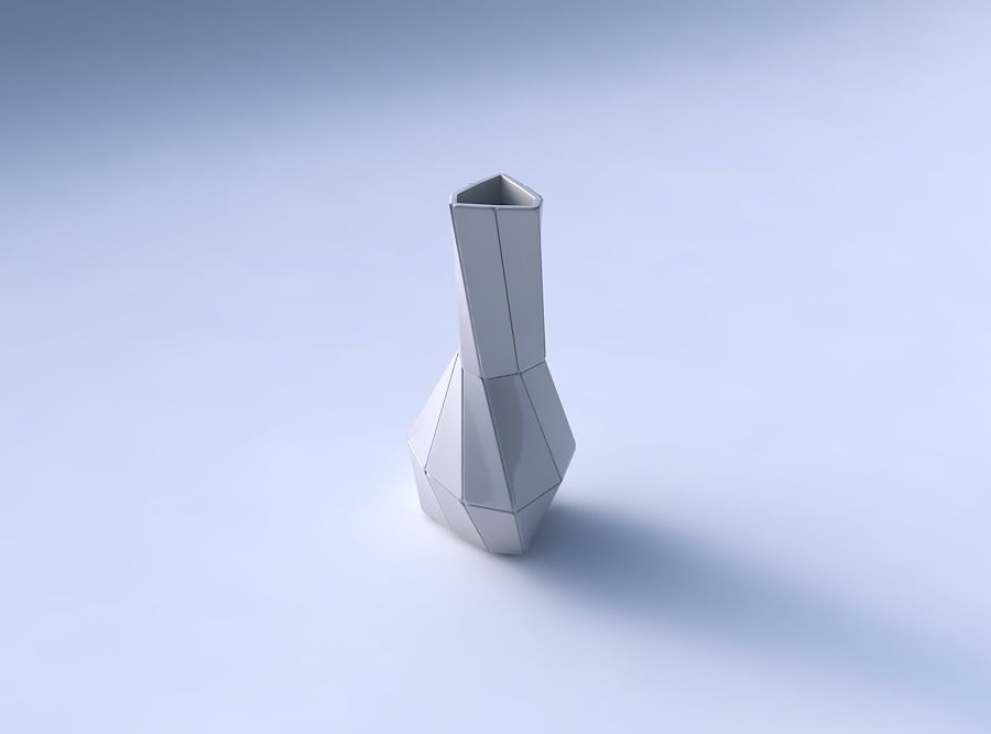 Vase twist puffy triangle with huge plates 3D print model_3