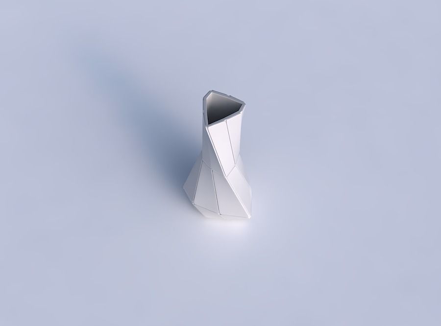 Vase twist puffy triangle with huge plates 3D print model_1
