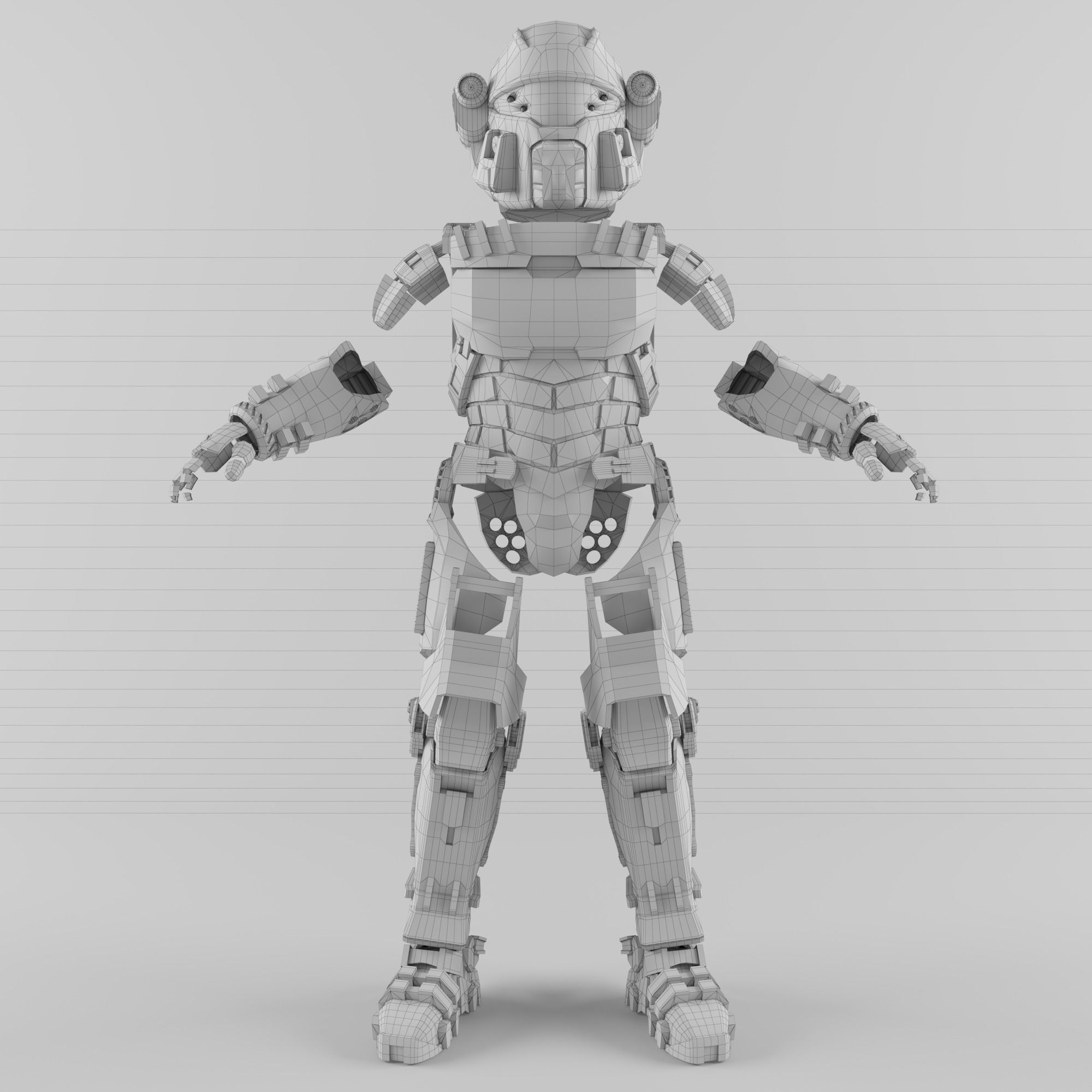 Armor Helmet Low poly 3D model game Low-poly 3D model_4