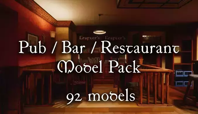 Irish Pub Pack - 92 Unique PBR Game Ready Models Low-poly 3D model