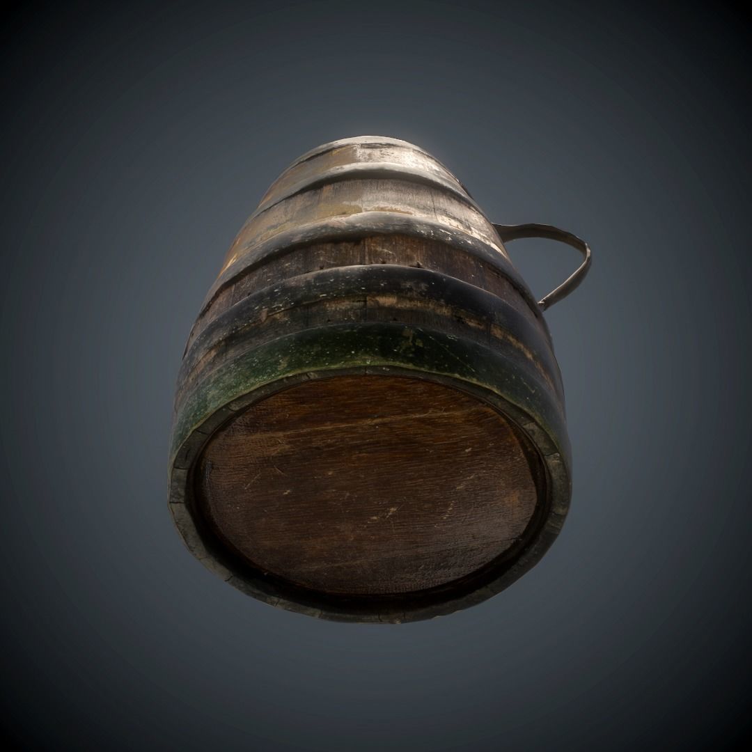 barrel scanned lowpoly Low-poly 3D model_3