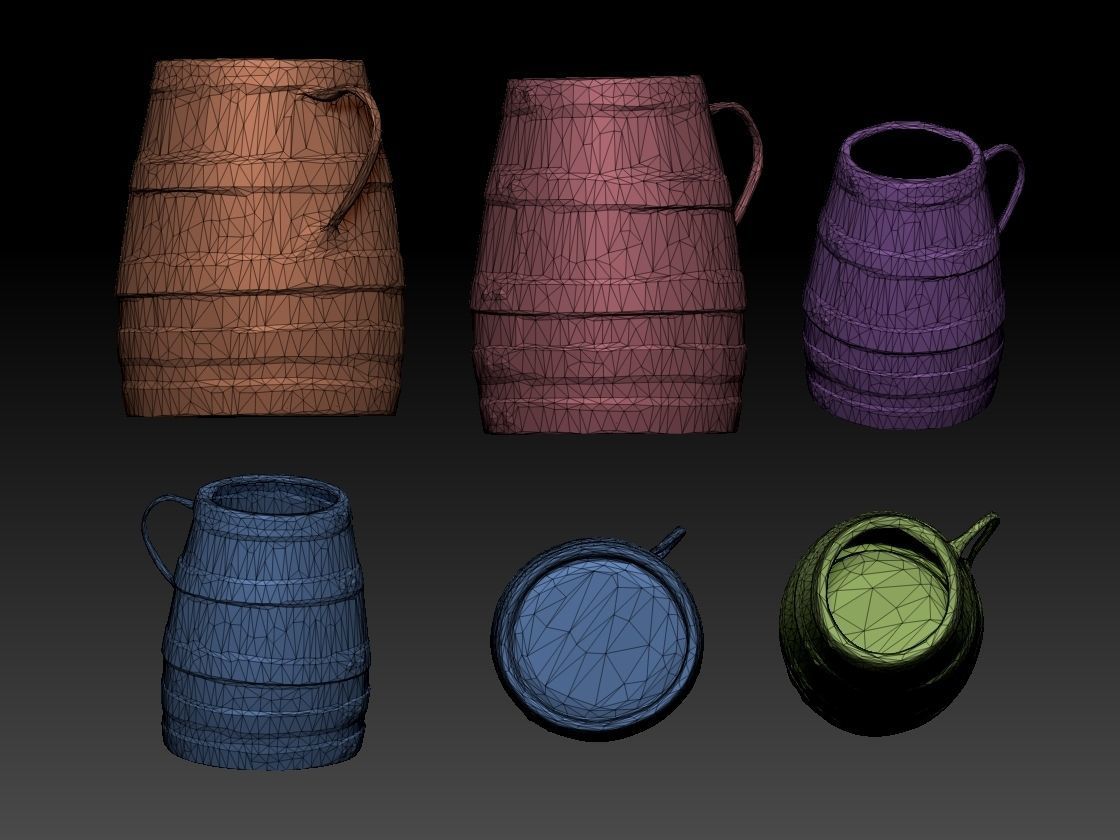 barrel scanned lowpoly Low-poly 3D model_4