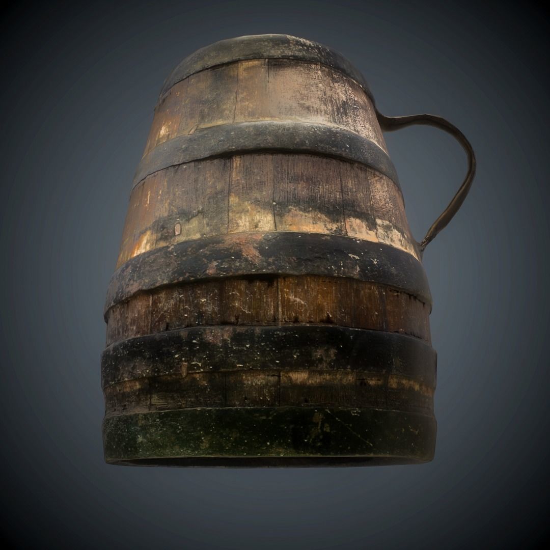 barrel scanned lowpoly Low-poly 3D model_2