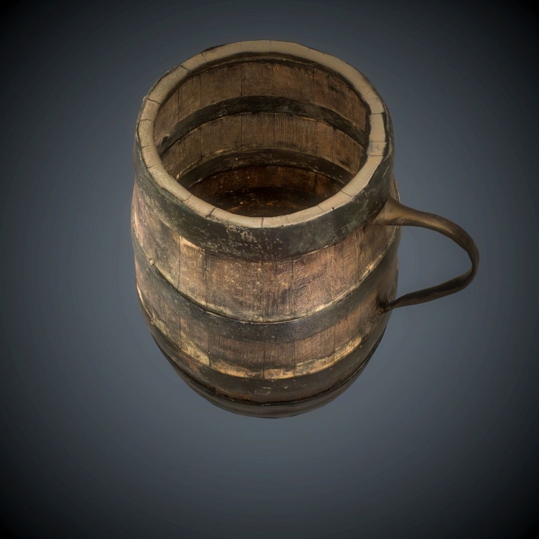 barrel scanned lowpoly Low-poly 3D model_15