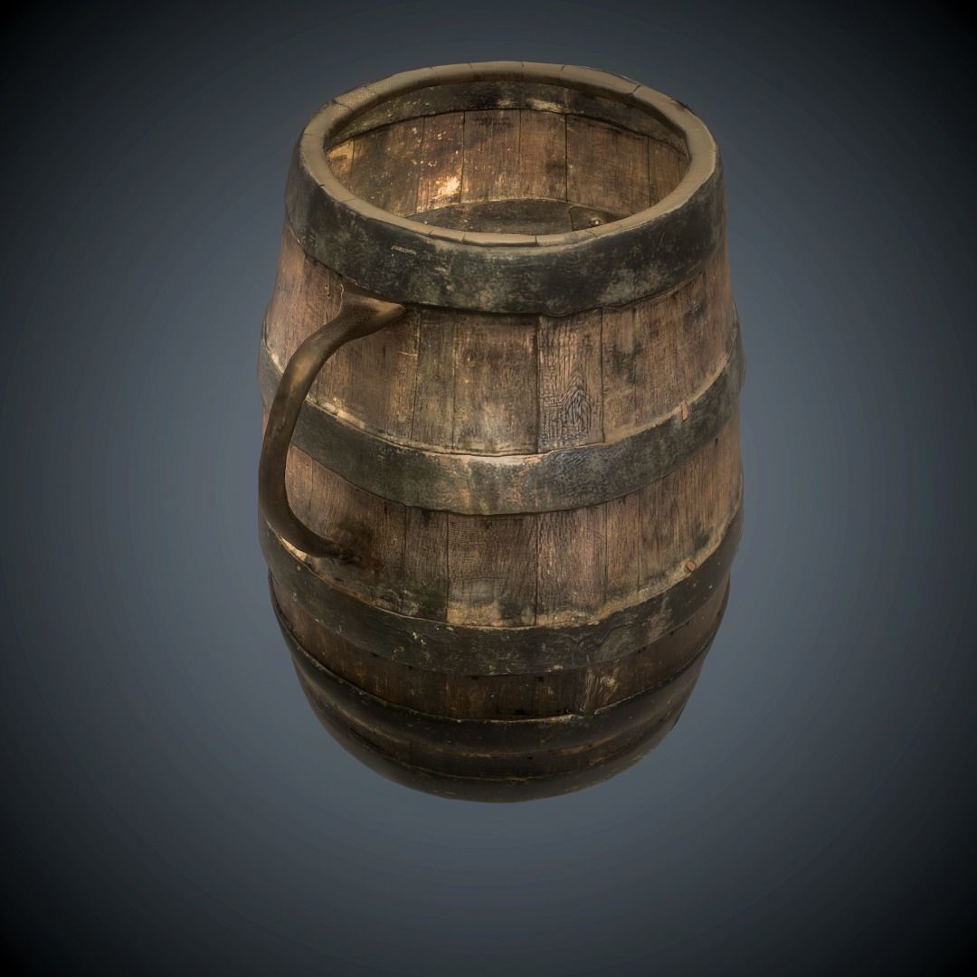 barrel scanned lowpoly Low-poly 3D model_22