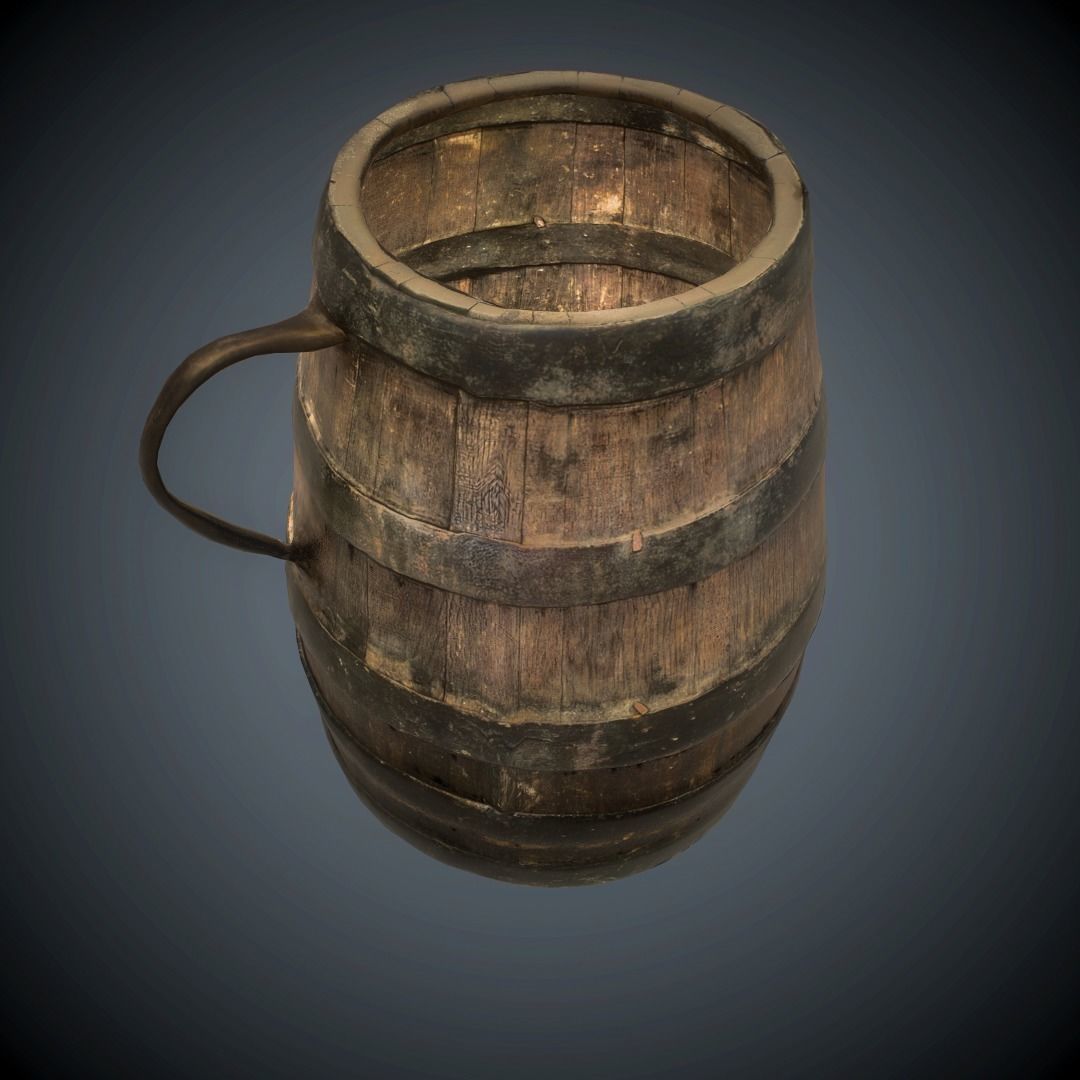 barrel scanned lowpoly Low-poly 3D model_23