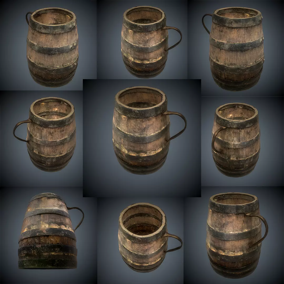barrel scanned lowpoly Low-poly 3D model_0