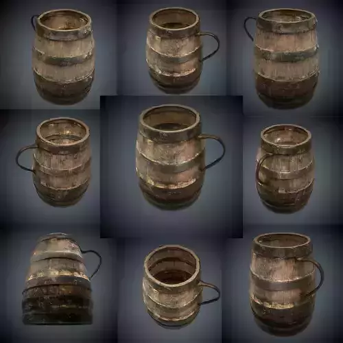 barrel scanned lowpoly Low-poly 3D model