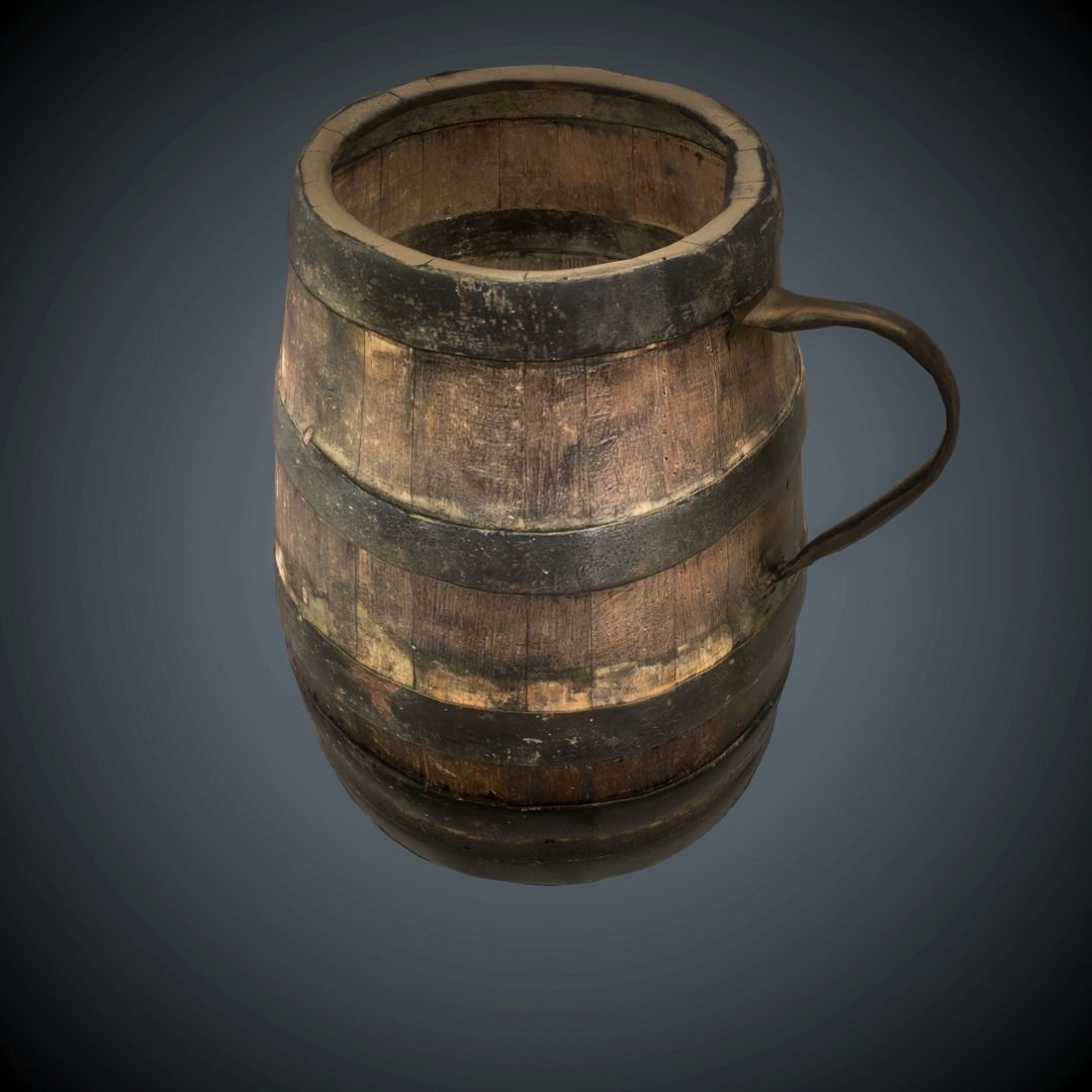 barrel scanned lowpoly Low-poly 3D model_20