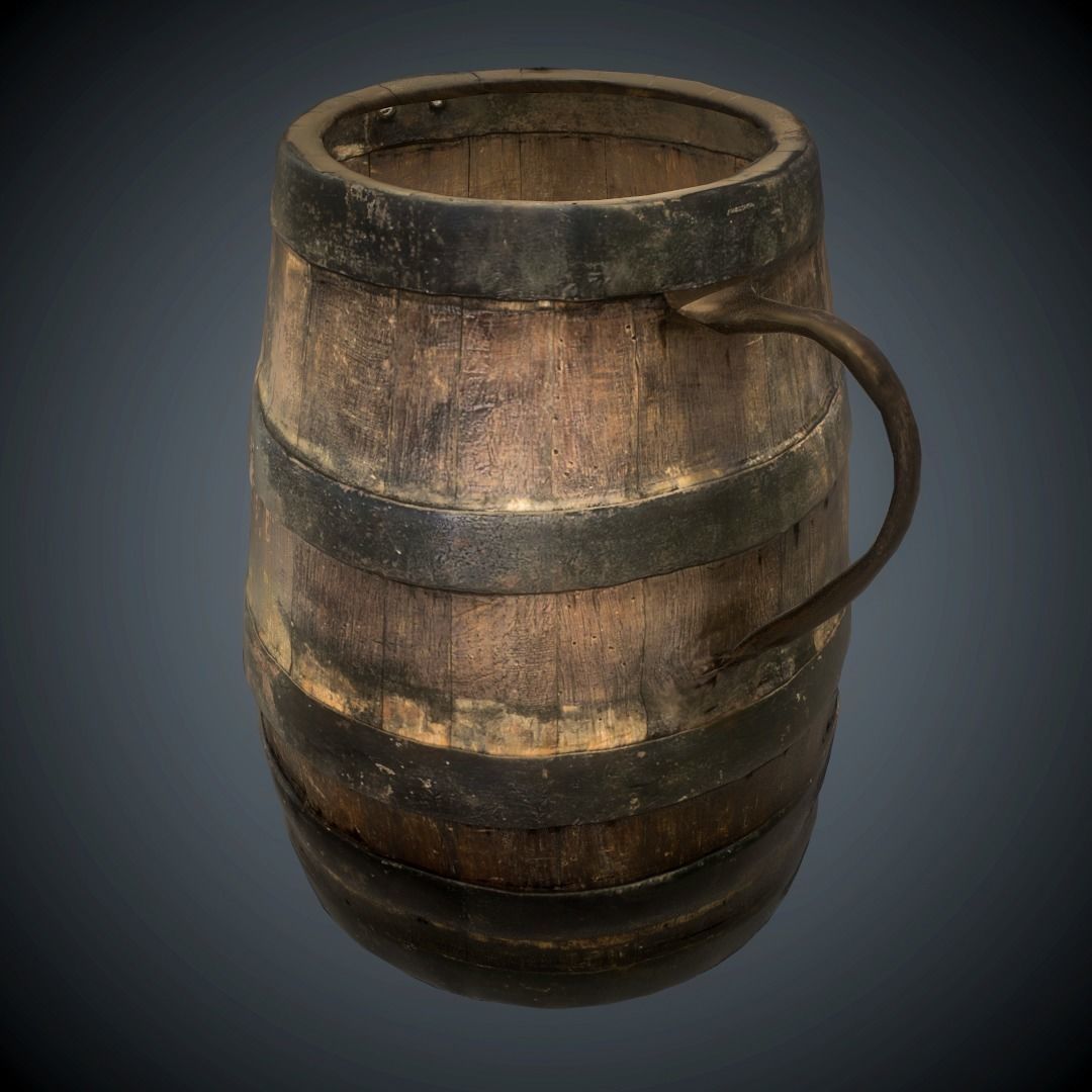 barrel scanned lowpoly Low-poly 3D model_14