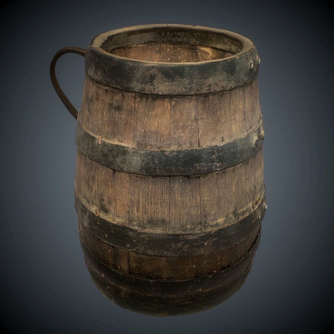 barrel scanned lowpoly Low-poly 3D model_18