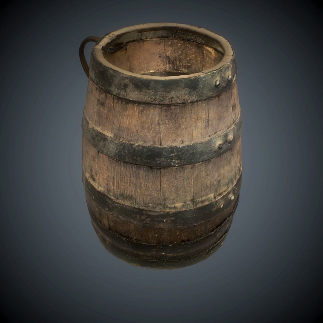 barrel scanned lowpoly Low-poly 3D model_19