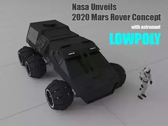 NASA Mars Rover Concept With Astronaut LowPoly Model