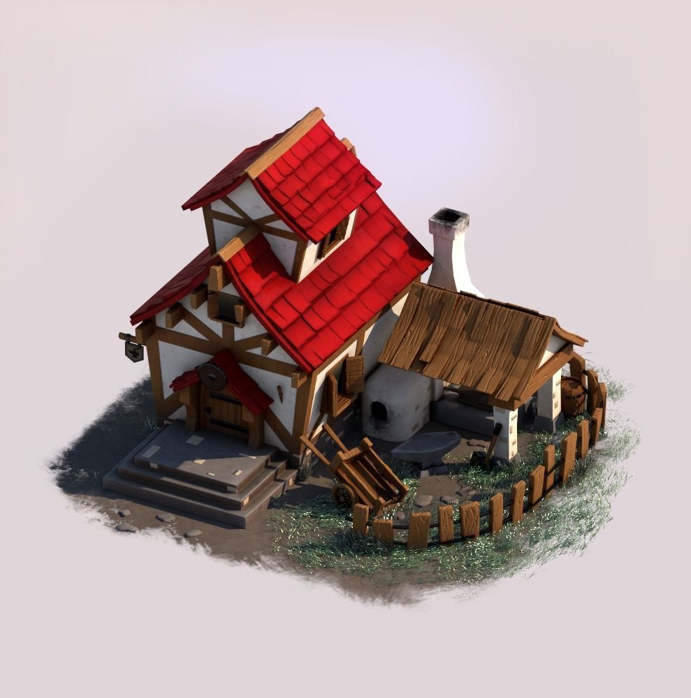Stylized House Low-poly 3D model_3