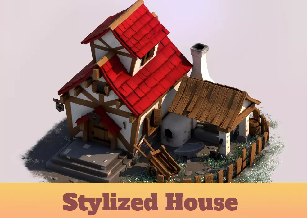 Stylized House Low-poly 3D model_0