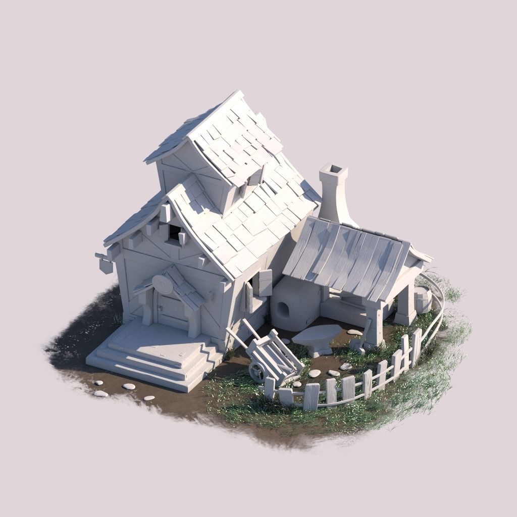 Stylized House Low-poly 3D model_4