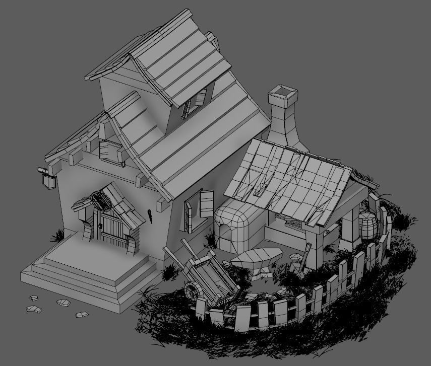 Stylized House Low-poly 3D model_6
