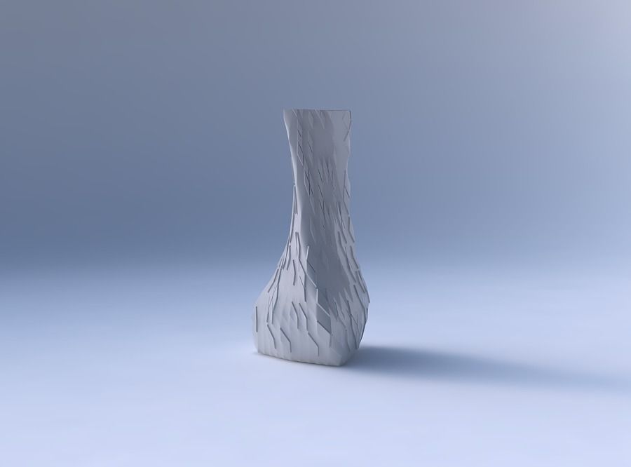 Vase twist puffy triangle with scattered diagonal grid plates 3D print model_4
