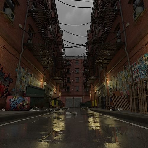New York Alleyway Assets 3D model 2