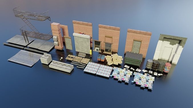 New York Alleyway Assets 3D model 3