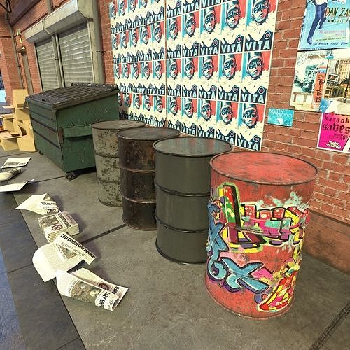 New York Alleyway Assets 3D model 5
