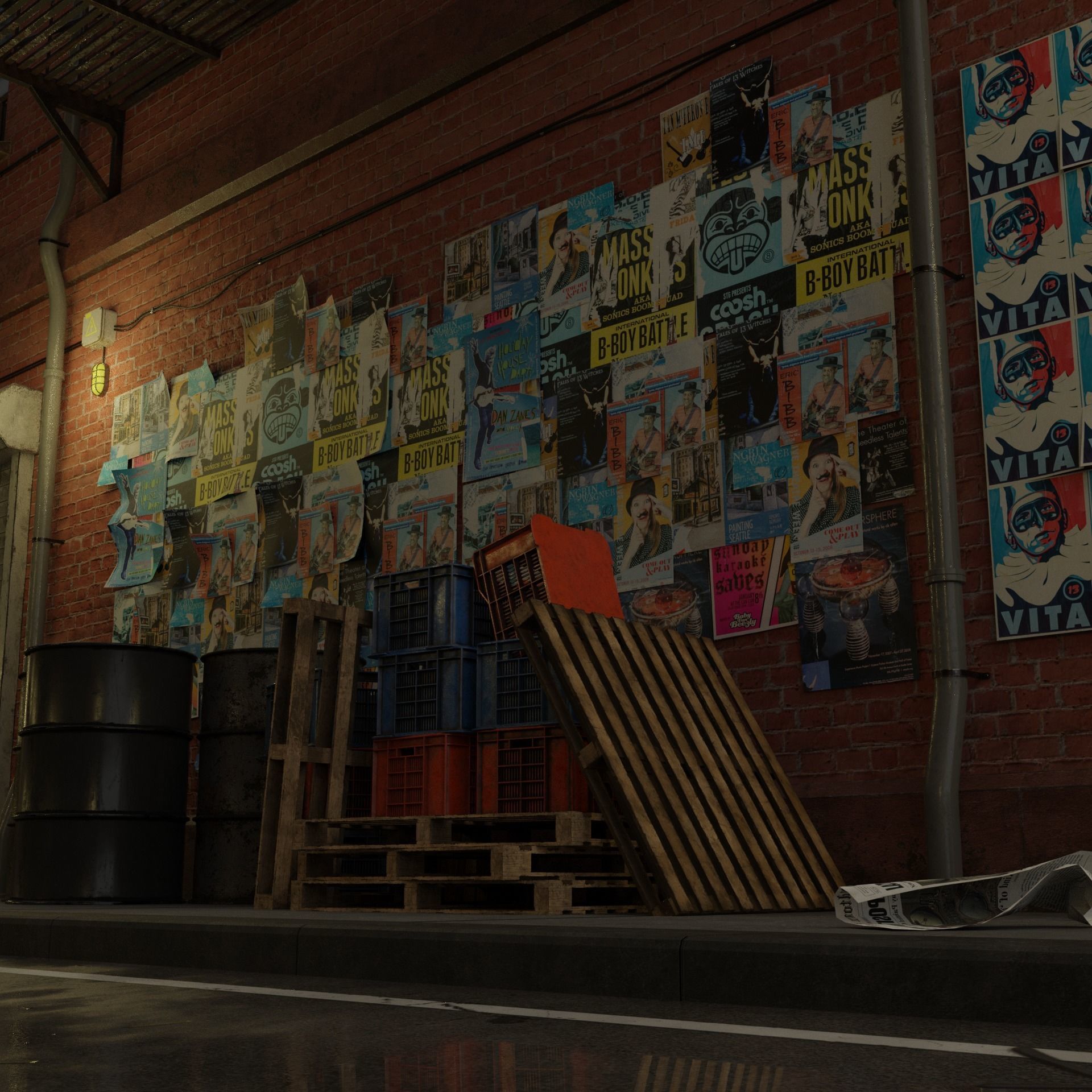 New York Alleyway Assets 3D model_8