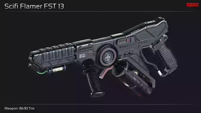 Scifi Flamer FST 13 Low-poly 3D model