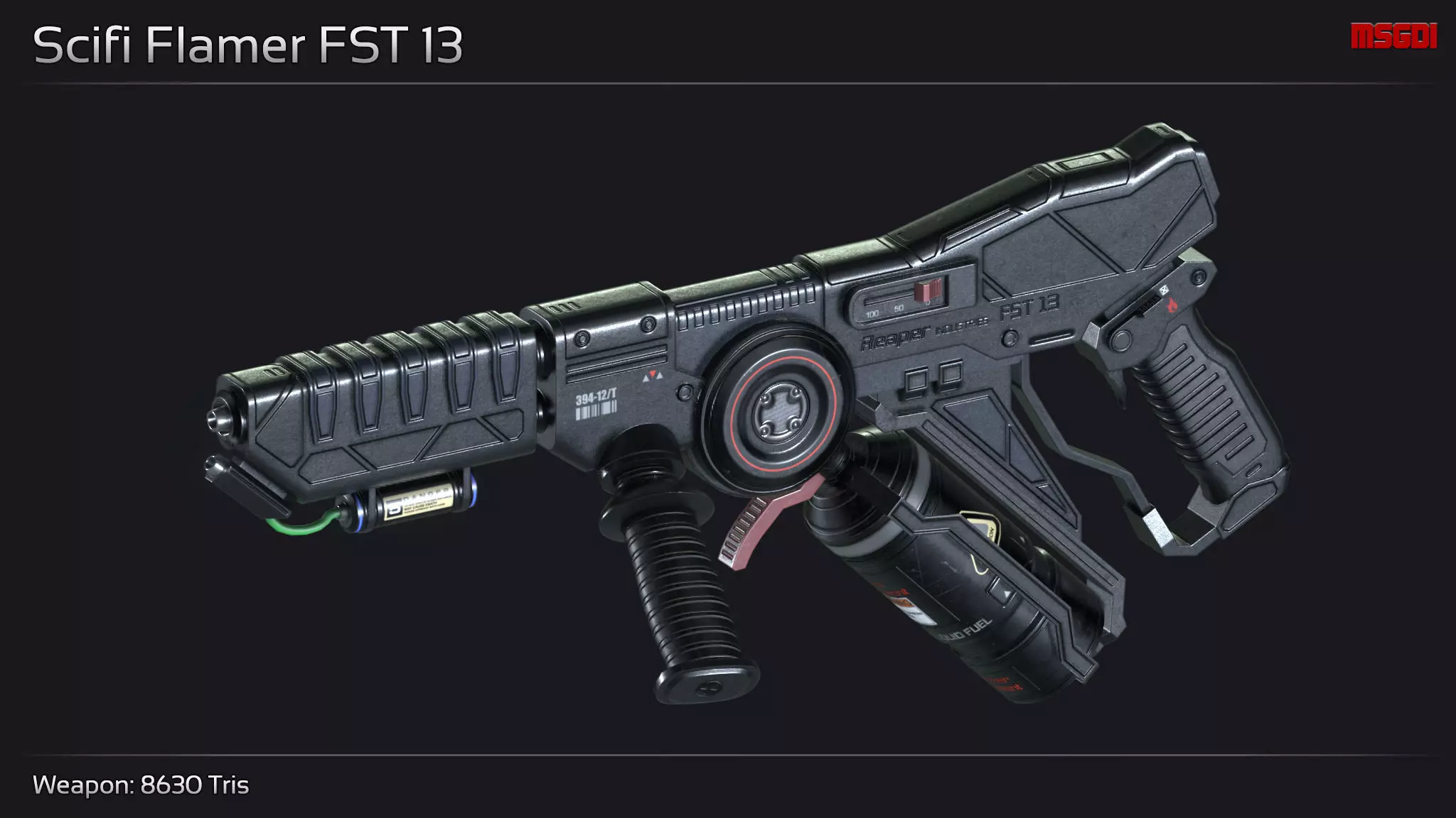 Scifi Flamer FST 13 Low-poly 3D model_0