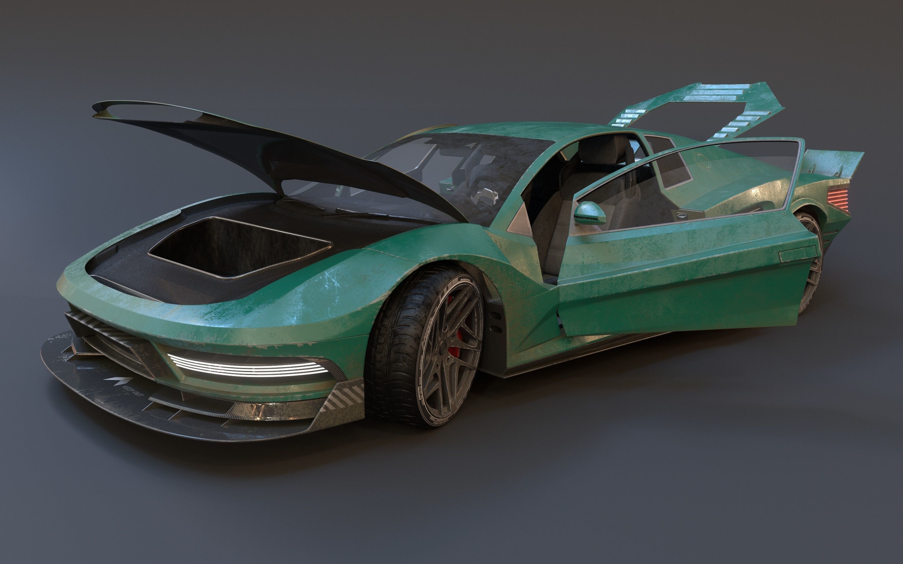 Cyberpunk car concept Low-poly 3D model_24