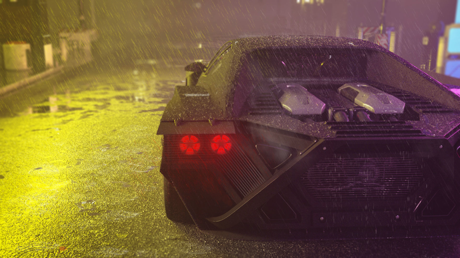 Cyberpunk car concept Low-poly 3D model_15