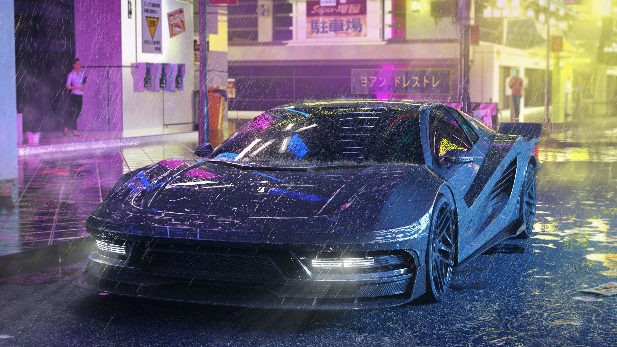 Cyberpunk car concept Low-poly 3D model_2