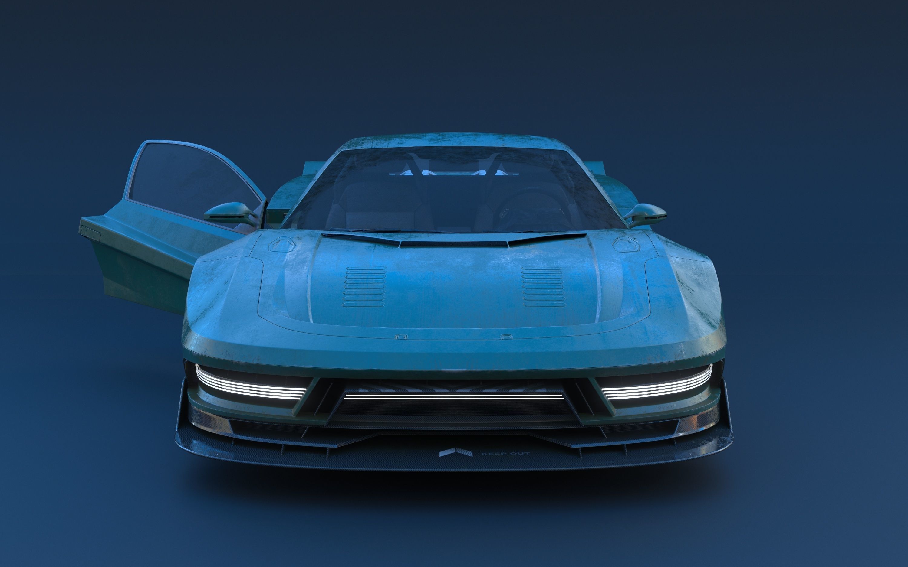 Cyberpunk car concept Low-poly 3D model_13