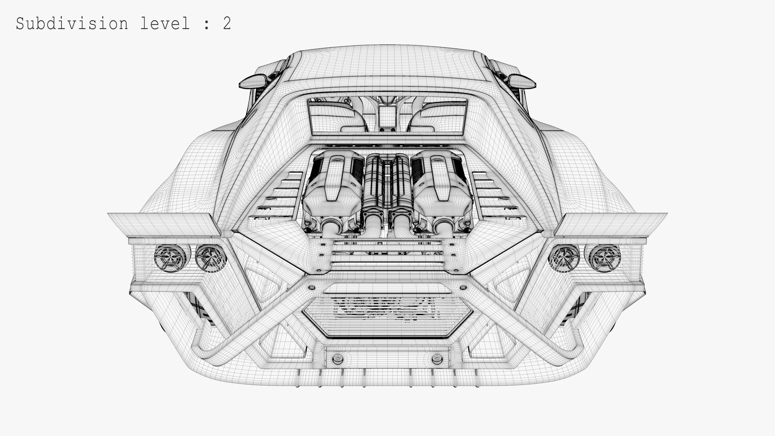 Cyberpunk car concept Low-poly 3D model_39