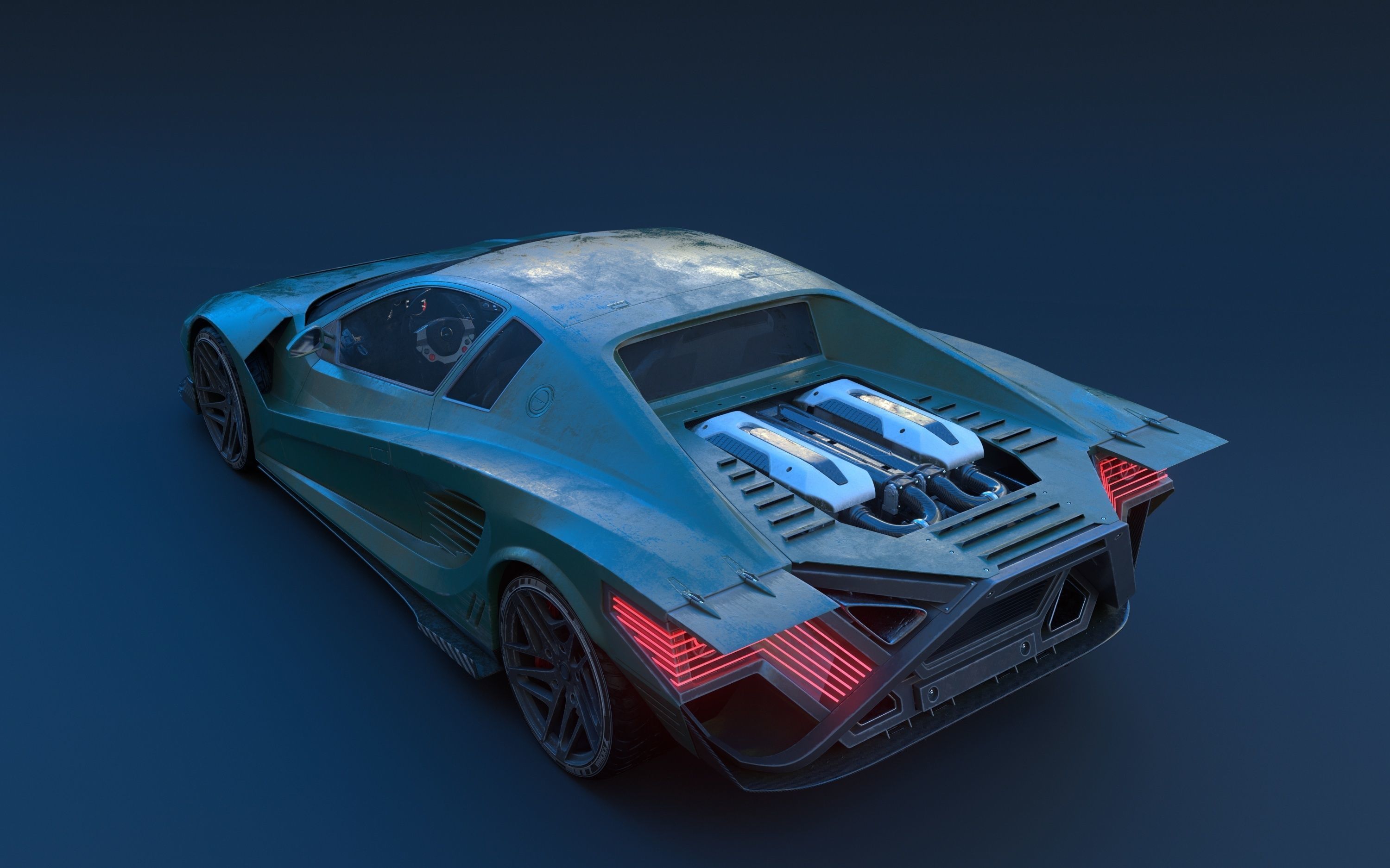 Cyberpunk car concept Low-poly 3D model_10