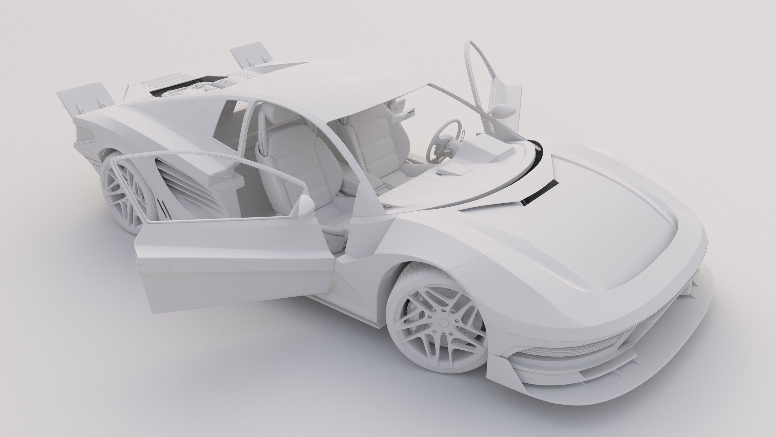 Cyberpunk car concept Low-poly 3D model_21