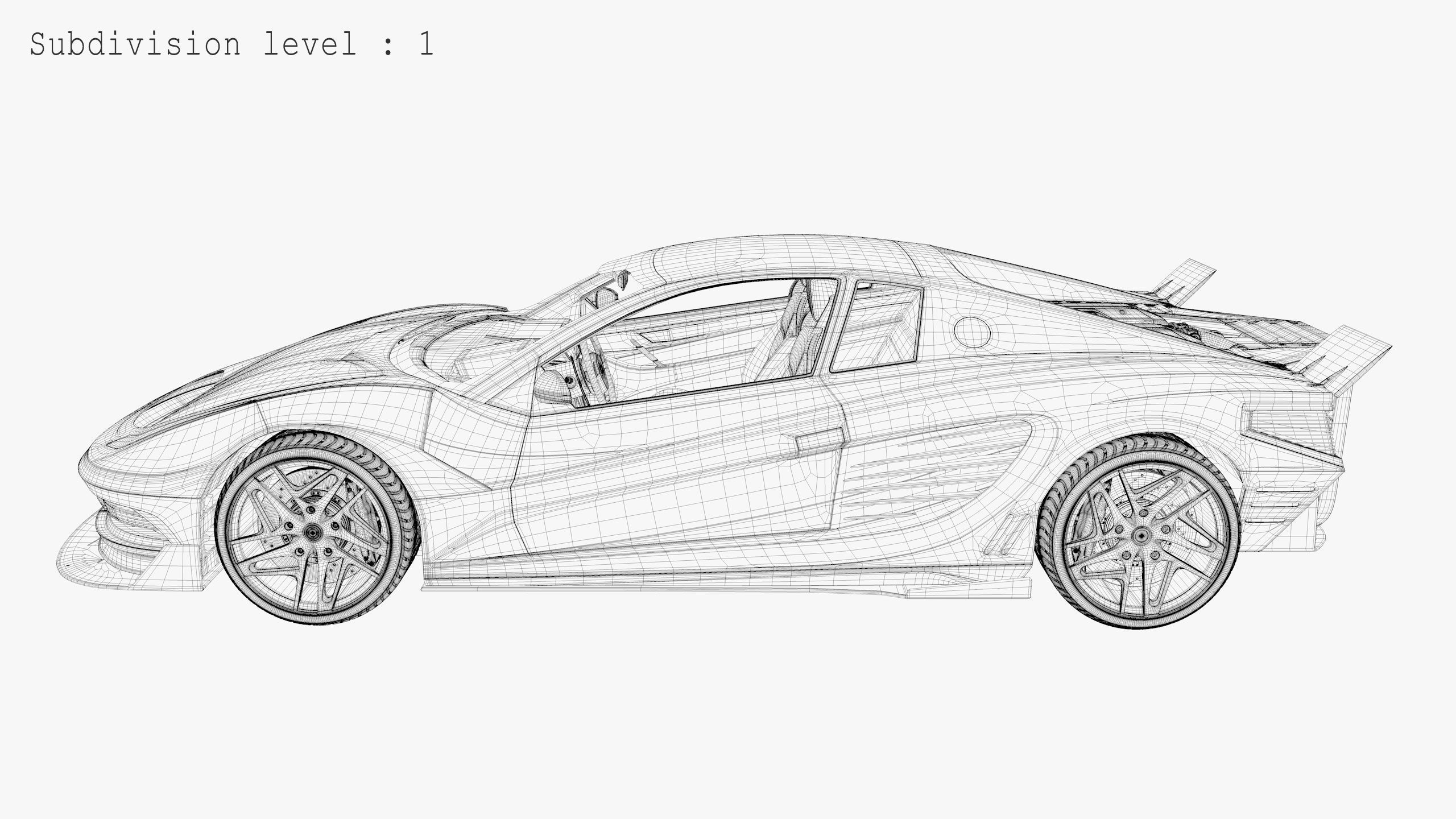 Cyberpunk car concept Low-poly 3D model_29