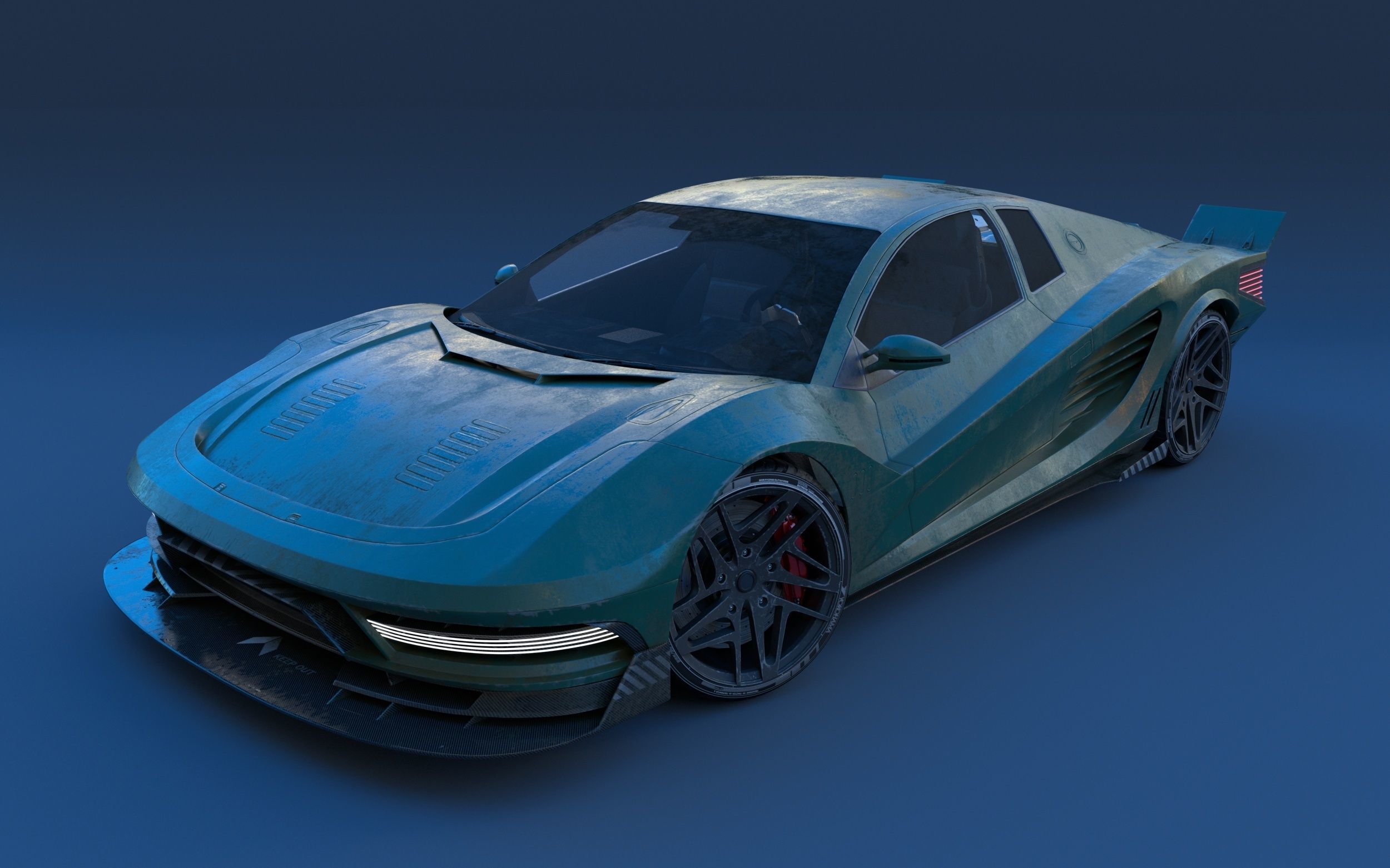 Cyberpunk car concept Low-poly 3D model_18